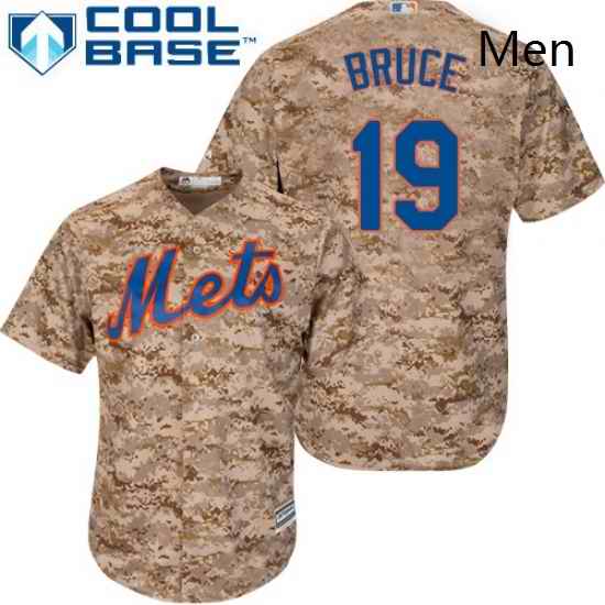 Mens Majestic New York Mets 19 Jay Bruce Authentic Camo Alternate Cool Base MLB Jersey
